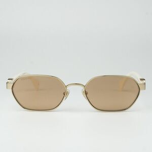 NEW Gucci GG1593S 002 Gold Ivory Pink Geometric Unisex Sunglasses GG 1593S